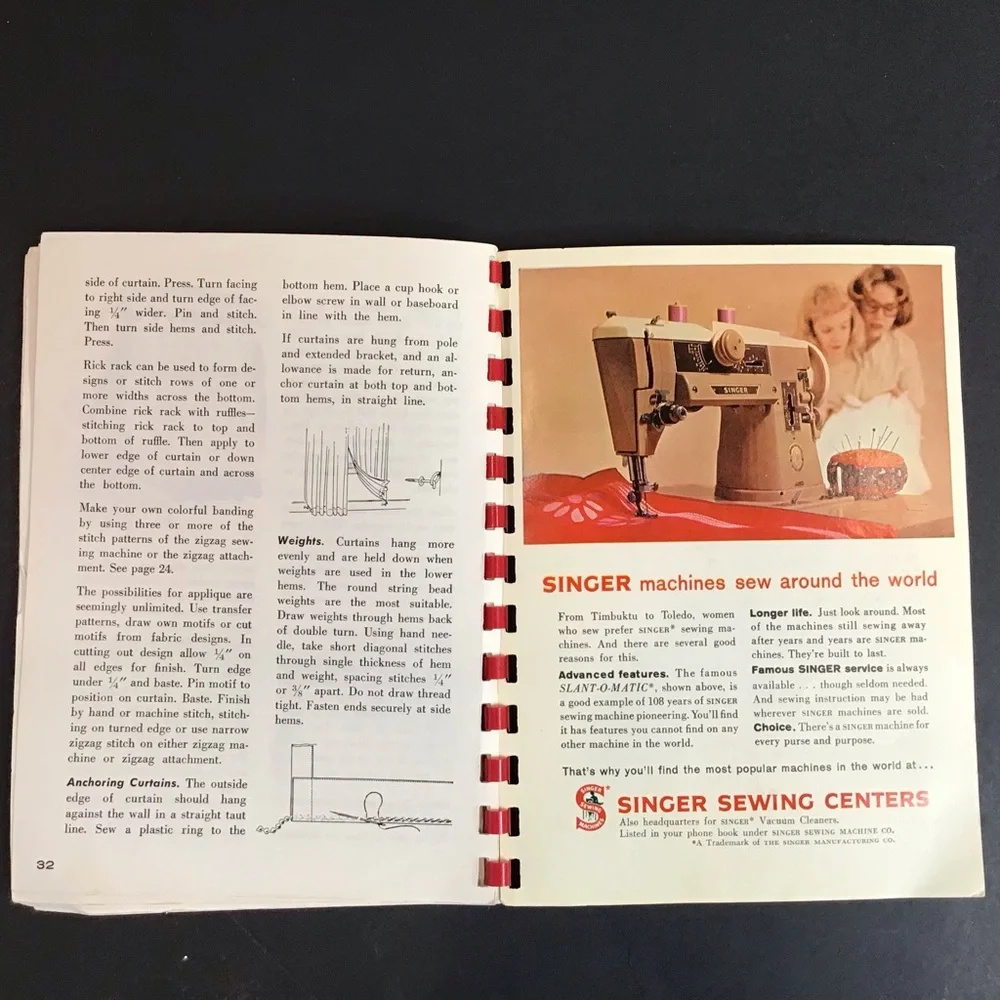 1961 Vintage Singer Sewing Library Cafe Curtains Guide